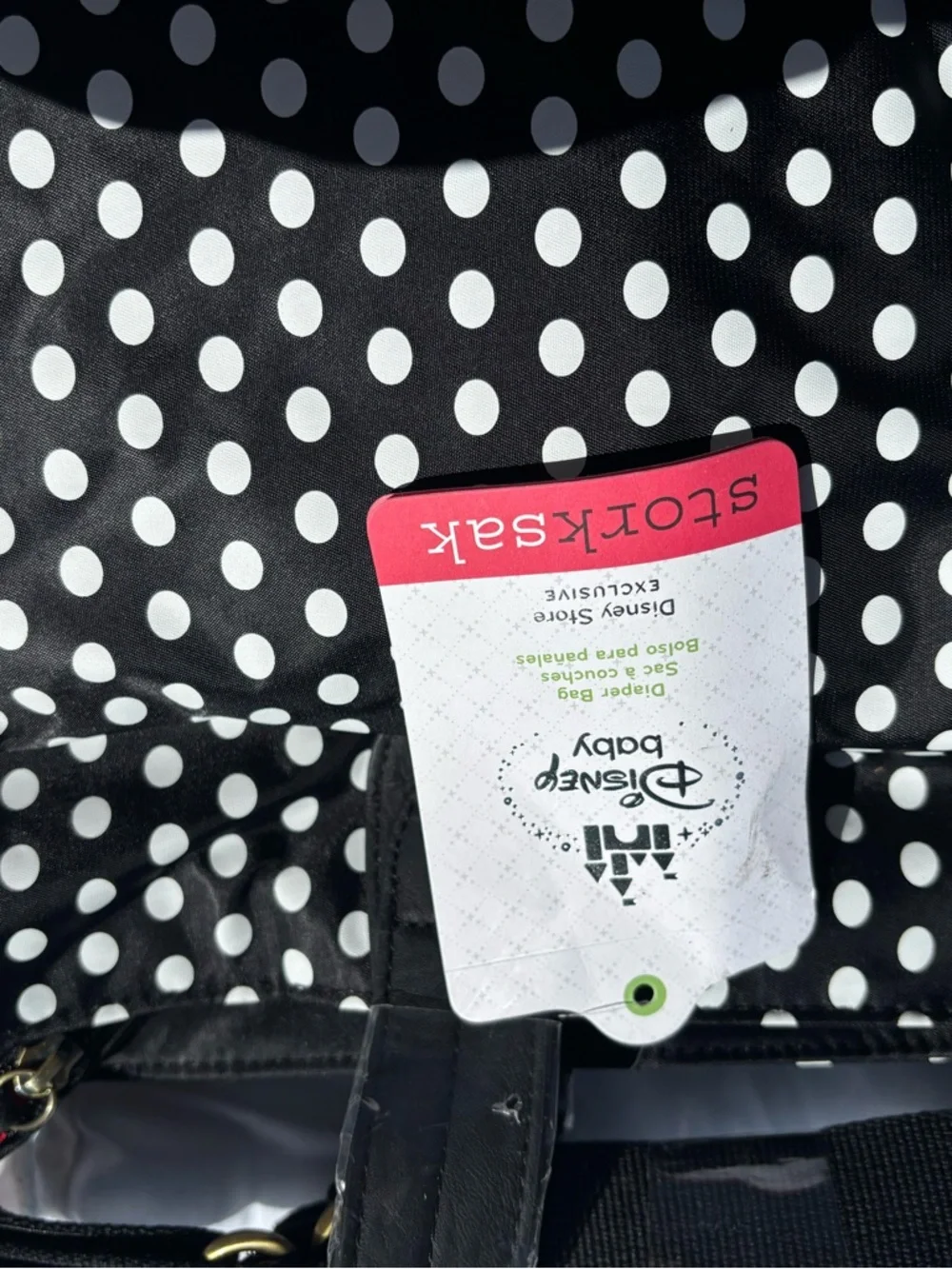 Storksak Black & White Polka Dot Disney Mickey Tote